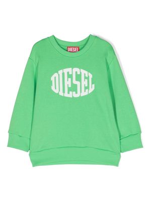 Diesel Kids flocked-logo cotton sweatshirt - Green