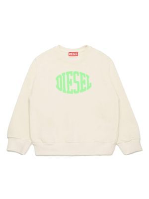 Diesel Kids flocked-logo cotton sweatshirt - Neutrals