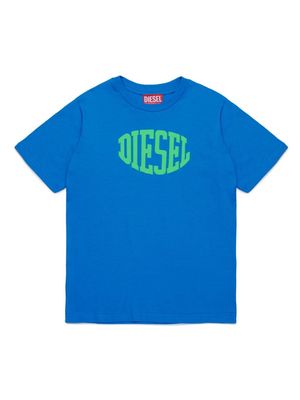 Diesel Kids flocked-logo cotton T-shirt - Blue