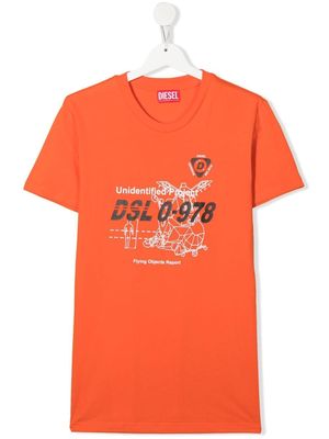 Diesel Kids graphic-print short-sleeve T-shirt - Orange