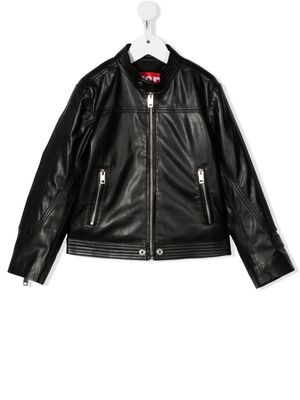 Diesel Kids leather-effect bomber jacket - Black