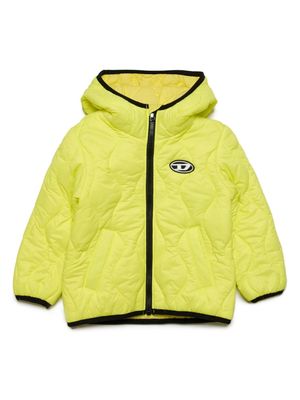 Diesel Kids logo-appliqué hooded padded jacket - Yellow