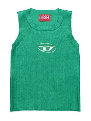 Diesel Kids logo-appliqué metallic-effect tank top - Green