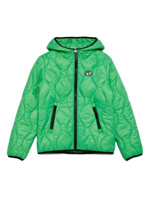 Diesel Kids logo-appliqué quilted jacket - Green