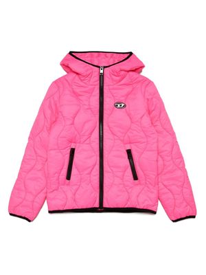 Diesel Kids logo-appliqué quilted jacket - Pink