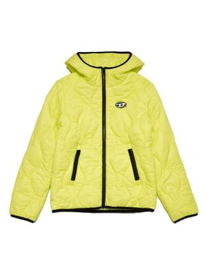 Diesel Kids logo-appliqué quilted jacket - Yellow