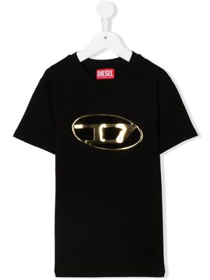 Diesel Kids logo-embossed cotton T-shirt - Black