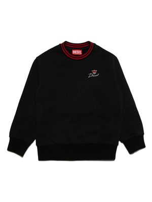 Diesel Kids logo-embroidered cotton sweatshirt - Black