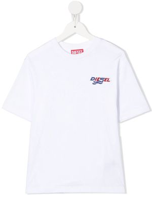 Diesel Kids logo-embroidered cotton T-shirt - White