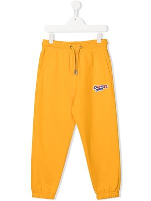 Diesel Kids logo-embroidered cotton track pants - Orange