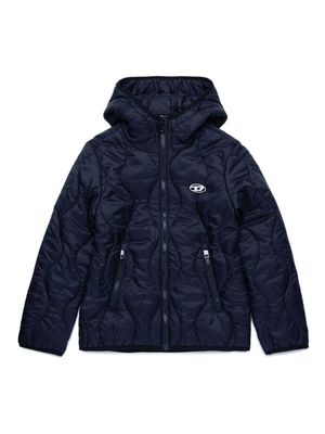 Diesel Kids logo-embroidered hooded padded jacket - Blue