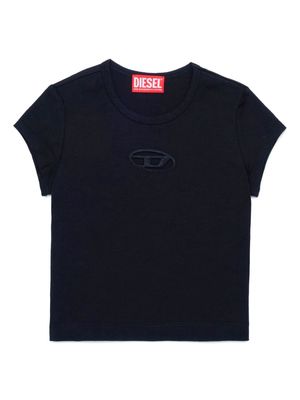 Diesel Kids logo-embroidered round-neck T-shirt - Black
