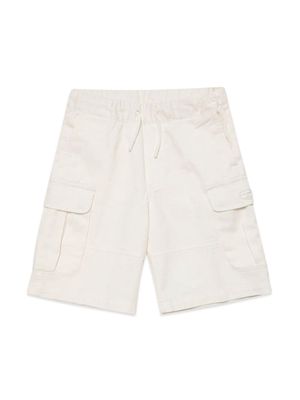 Diesel Kids logo-embroidery cotton shorts - White