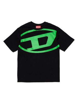 Diesel Kids logo-flocked cotton T-shirt - Black