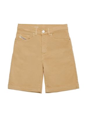 Diesel Kids logo-patch cotton-blend shorts - Brown