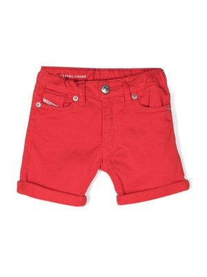 Diesel Kids logo-patch jersey shorts - Red