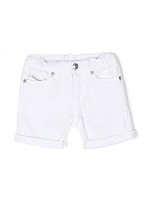 Diesel Kids logo-patch jersey shorts - White