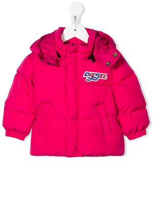 Diesel Kids logo-patch puffer jacket - Pink
