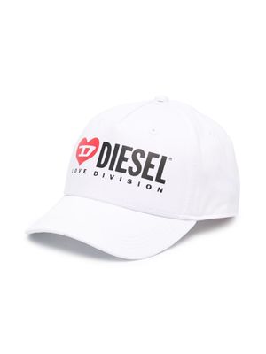 Diesel Kids logo-pint baseball cap - White