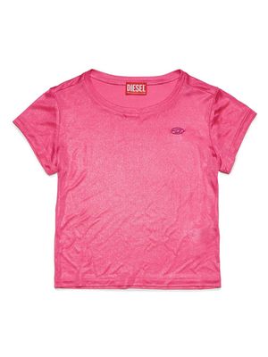 Diesel Kids logo-plaque glittery T-shirt - Pink