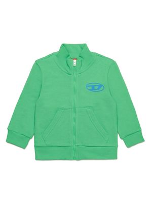 Diesel Kids logo-print cotton cardigan - Green