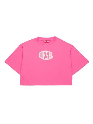 Diesel Kids logo-print cotton crop top - Pink