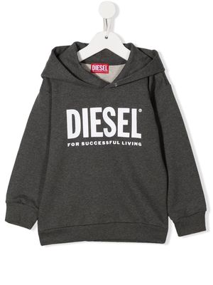 Diesel Kids logo-print cotton hoodie - Grey
