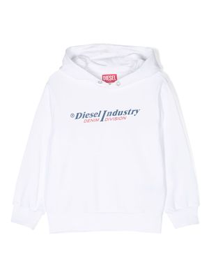 Diesel Kids logo-print cotton hoodie - White
