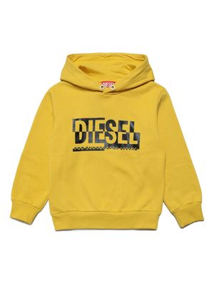 Diesel Kids logo-print cotton hoodie - Yellow