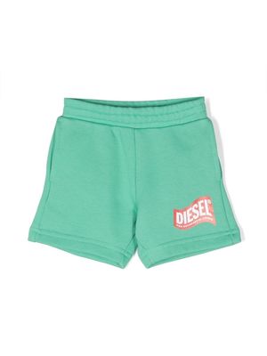 Diesel Kids logo-print cotton shorts - Green
