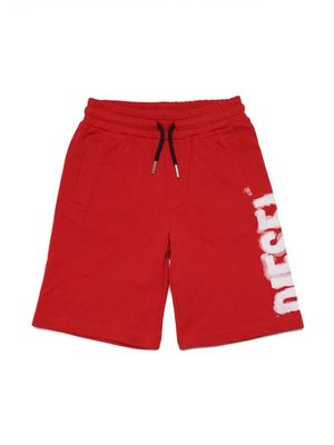 Diesel Kids logo-print cotton shorts - Red