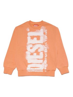 Diesel Kids logo-print cotton sweatshirt - Orange
