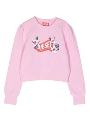 Diesel Kids logo-print cotton sweatshirt - Pink