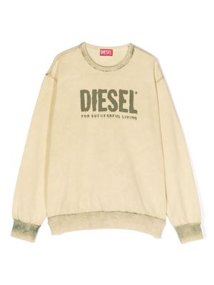 Diesel Kids logo-print cotton sweatshirt - Yellow