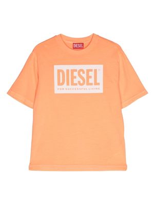 Diesel Kids logo-print cotton T-shirt - Orange