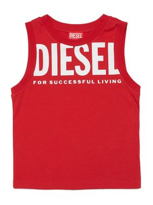 Diesel Kids logo-print cotton tank top - Red