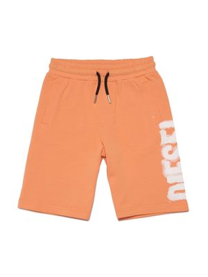 Diesel Kids logo-print cotton track shorts - Orange