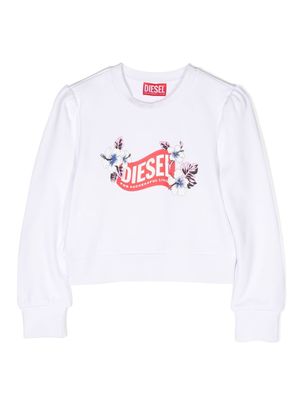 Diesel Kids logo-print crew-neck sweatshirt - White