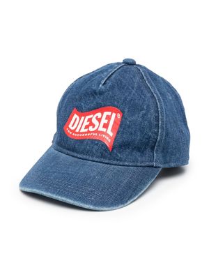 Diesel Kids logo-print denim cap - Blue