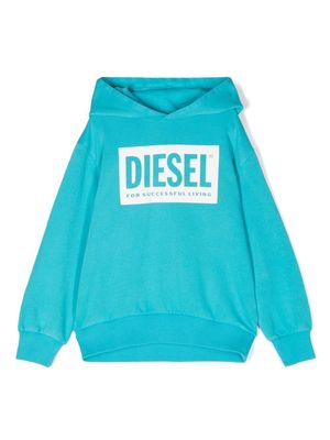Diesel Kids logo-print detail hoodie - Blue