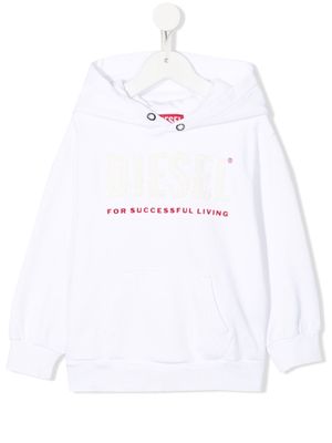 Diesel Kids logo-print detail hoodie - White