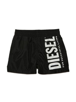 Diesel Kids logo-print elasticated-waist swim shorts - Black