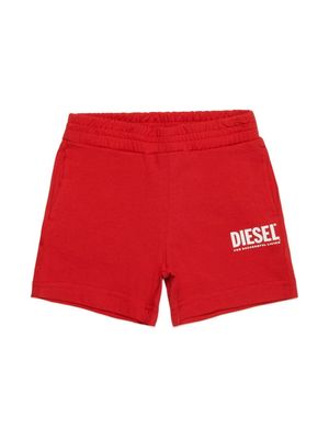 Diesel Kids logo-print jersey cotton shorts - Red