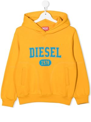 Diesel Kids logo-print jersey hoodie - Orange