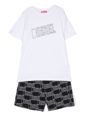 Diesel Kids logo-print pajama set - Black