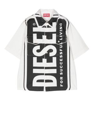 Diesel Kids logo-print short-sleeve cotton shirt - White