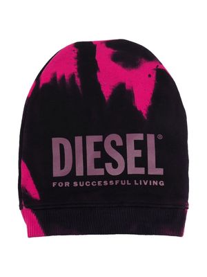 Diesel Kids logo-print tie-dye hat - Blue