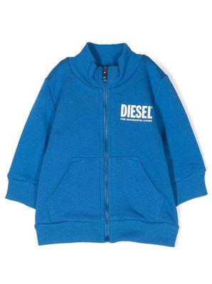 Diesel Kids logo-print zipped sweatshirt - Blue