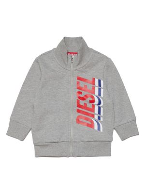 Diesel Kids logo-print zipped sweatshirt - Grey