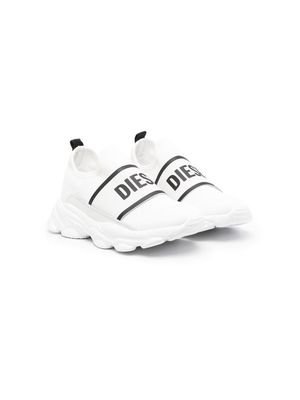 Diesel Kids logo-strap slip-on trainers - White